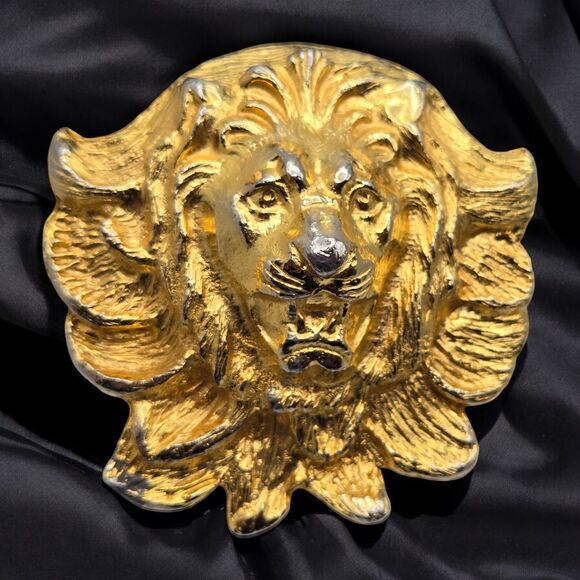 Retro Gold Tone 2-Piece Roaring Lion Head Metal Belt Buckle Vintage Collectable main image 10
